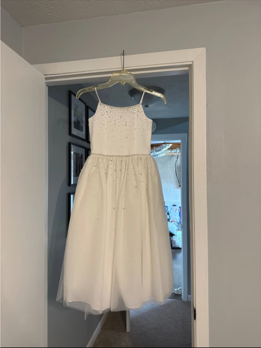 White Beaded Tulle Girls' Formal/Flower Girl Dress